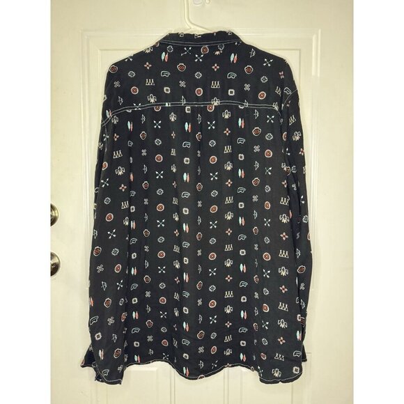 PANHANDLE Button Up Tunic Shirt Western Aztec Cowboy Rodeo Indian Soft Light 3X - Picture 2 of 8
